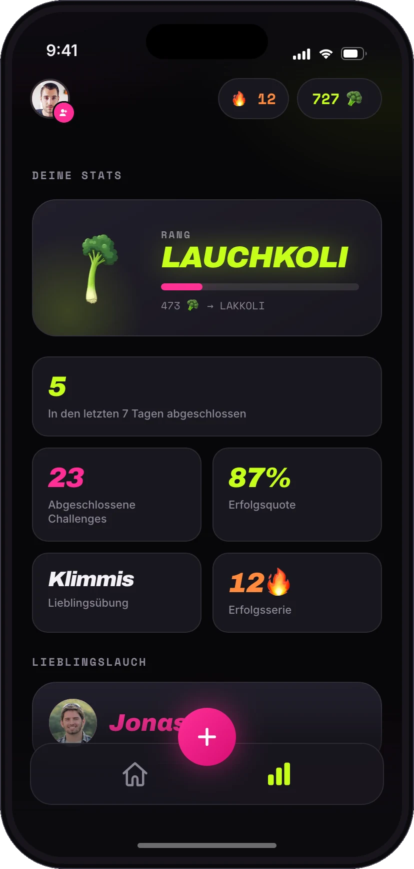 Lauchbruder App: Deine Stats — Rang Lauchkoli